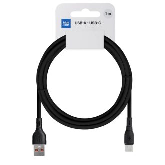   USB-A - USB-C 3A-es adat- és töltőkábel - 1 méter, fekete (Blue Star)
