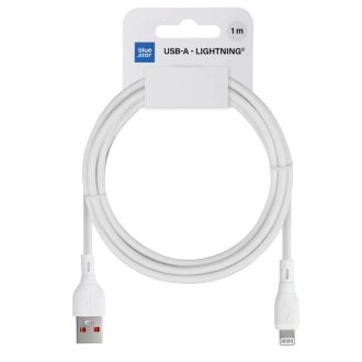   USB-A - Lightning 2,4A-es adat- és töltőkábel - 1 méter, fehér (Blue Star)