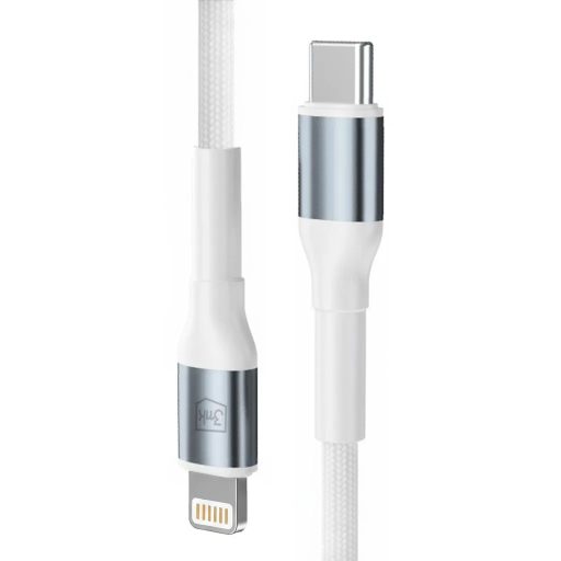 USB-C - Lightning 27W-os gyorstöltő kábel - 1 méter, fehér (3mk)