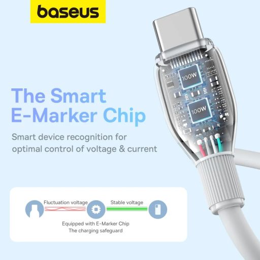 Baseus USB-C - USB-C 100W-os gyorstöltő kábel - 1,2 méter, fekete