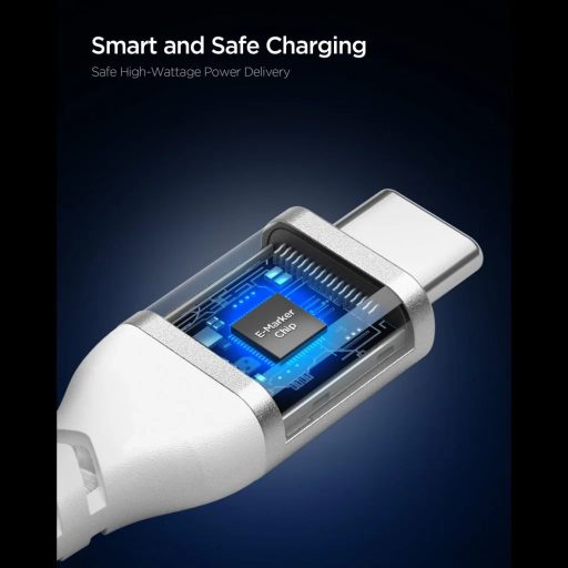 Spigen USB-C - USB-C 100W-os gyorstöltő kábel - 1 méter, fehér