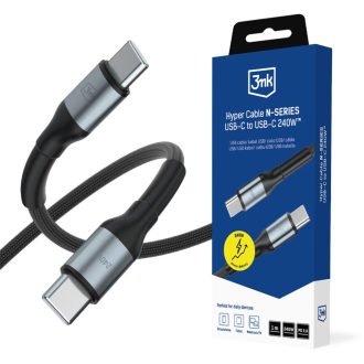   3mk USB-C - USB-C 240W-os gyorstöltő kábel - 1 méter, fekete