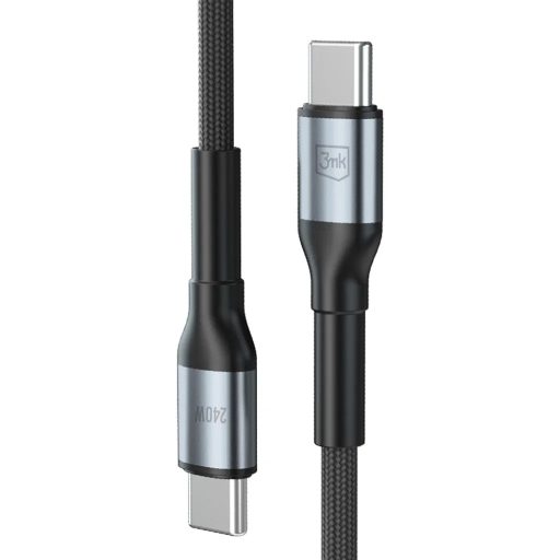 3mk USB-C - USB-C 240W-os gyorstöltő kábel - 1 méter, fekete
