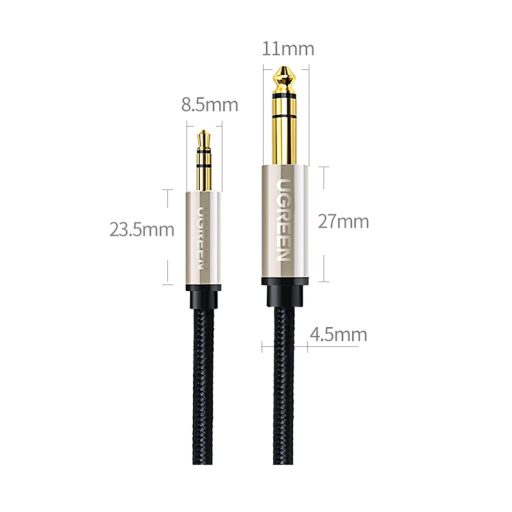 Ugreen - 3.5mm-es jack sztereó kábel 6.35mm TRS-hez - 2m szürke