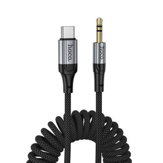   Hoco - AUX audio kábel, Jack 3,5 mm USB C-re - 1,5 méter, FEKETE