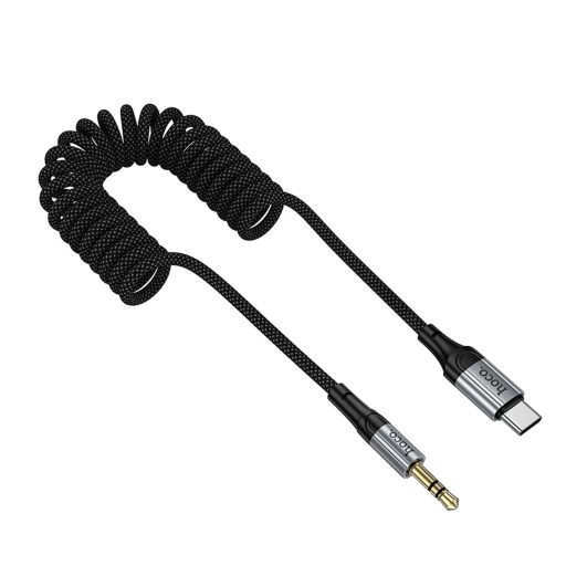 Hoco - AUX audio kábel, Jack 3,5 mm USB C-re - 1,5 méter, FEKETE