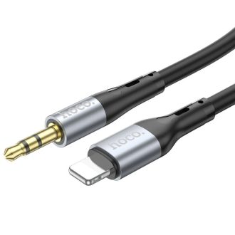   Hoco - AUX audio kábel, Jack 3,5 mm Lightning-ra - 1 méter, FEKETE