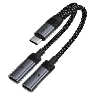 Acefast - adapter, USB-C-ből  2xUSB-C-re, FEKETE