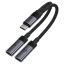 Acefast - adapter, USB-C-ből  2xUSB-C-re, FEKETE