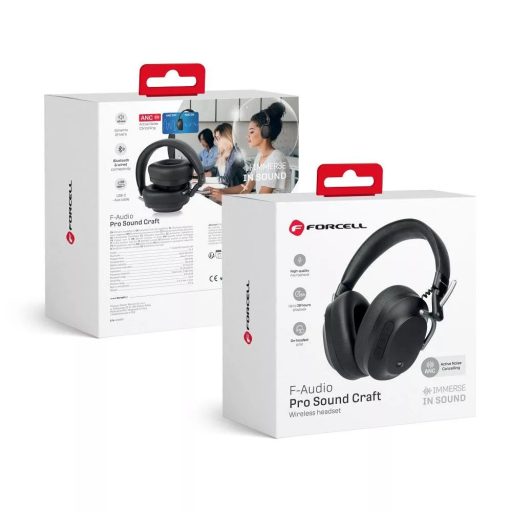 FORCELL F-AUDIO Pro Sound Craft vezeték nélküli bluetooth fejhallgató, ANC, Fekete