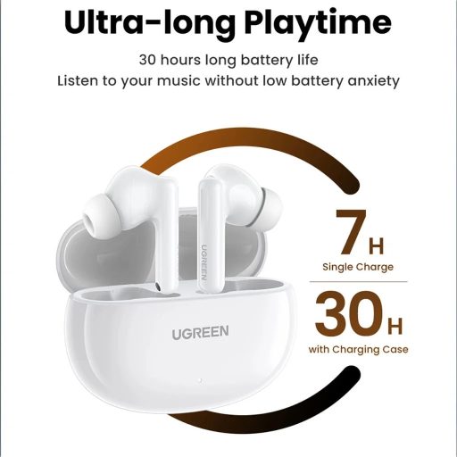 UGREEN - HiTune T6 - vezeték nélküli bluetooth fülhallgató ANC funkcióval, fehér