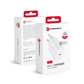 Forcell USB-C 25W-os hálózati gyorstöltő - fehér