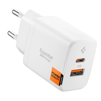   Spigen USB-C + USB-A 20W-os GaN hálózati gyorstöltő - fehér