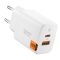 Spigen USB-C + USB-A 20W-os GaN hálózati gyorstöltő - fehér