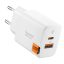 Spigen USB-C + USB-A 20W-os GaN hálózati gyorstöltő - fehér