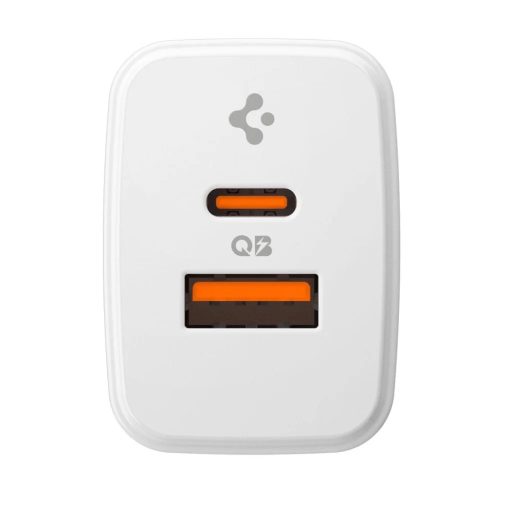 Spigen USB-C + USB-A 20W-os GaN hálózati gyorstöltő - fehér