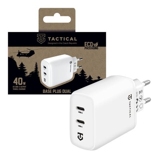 Tactical 2xUSB-C 40W-os hálózati gyorstöltő - fehér