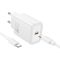 Hoco USB-C 20W-os GaN hálózati gyorstöltő + USB-C kábel - fehér