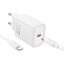 Hoco USB-C 20W-os GaN hálózati gyorstöltő + USB-C kábel - fehér