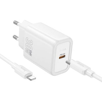   Hoco USB-C 30W-os hálózati gyorstöltő + Lightning kábel - fehér