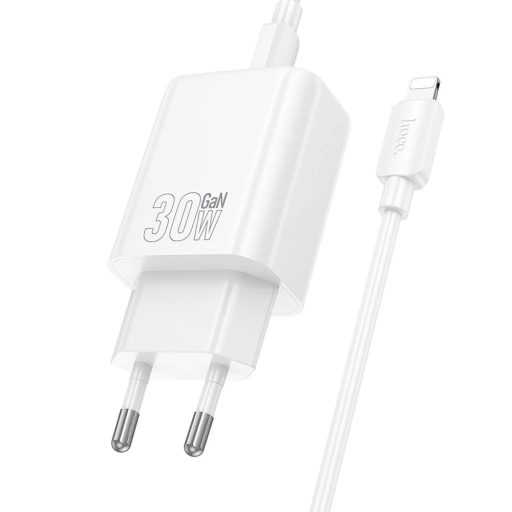Hoco USB-C 30W-os hálózati gyorstöltő + Lightning kábel - fehér