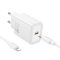 Hoco USB-C 20W-os GaN hálózati gyorstöltő + Lightning kábel - fehér