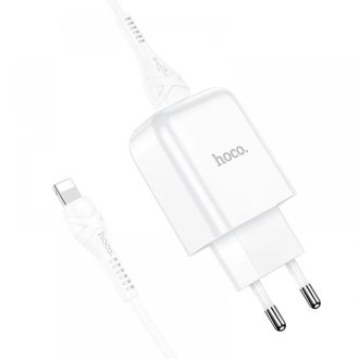   Hoco USB-A 10.5W hálózati töltő + Lightning kábel - fehér