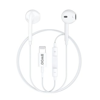   Vezetékes fülhallgató iPhone Lightning, hangerőszabályzóval - BWOO HF179 FEHÉR
