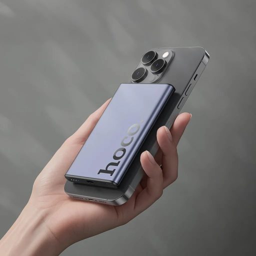 Power bank - Hoco Q32 MagSafe kompatibilis 5000 mAh QC PD 20W, fém szürke 
