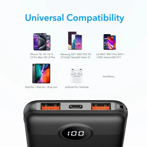 Power bank - VEGER L10S - 10000 mAh, 20W 2A PD QC3.0, fekete