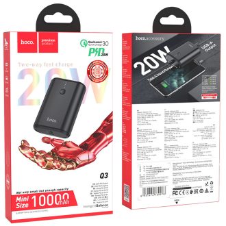   Power bank / külső akkumulátor - HOCO Q3 - 10000 mAh, PD20W + QC3.0, fekete