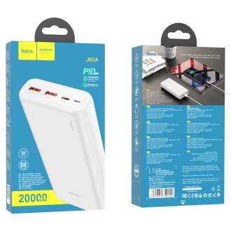   Power bank / külső akkumulátor - HOCO J80A - 20000 mAh, PD 20W, fehér