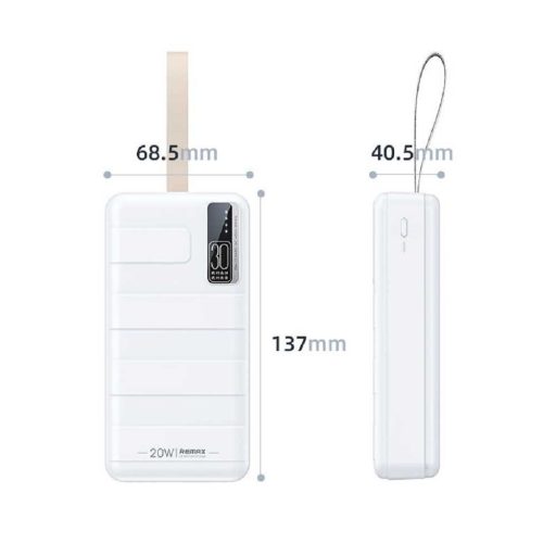 Power bank / külső akkumulátor - REMAX - 30000 mAh, PD20W + QC22.5W PD+QC GYORSTÖLTŐS, fehér