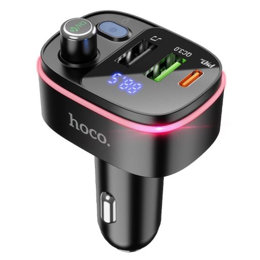 FM transmitter és töltő - Hoco E62 fekete - 2 x USB A + 1 x USB C, QC3.0 PD, 18W+20W