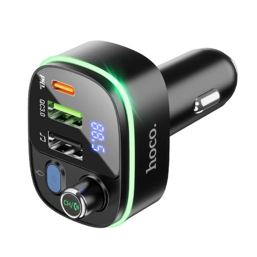 FM transmitter és töltő - Hoco E62 fekete - 2 x USB A + 1 x USB C, QC3.0 PD, 18W+20W