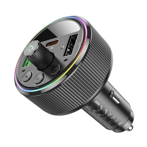 FM transmitter és töltő - Hoco E82 fekete - 2 x USB A + 1 x USB C, QC3.0 PD, 38W+30W, Max.: 68W