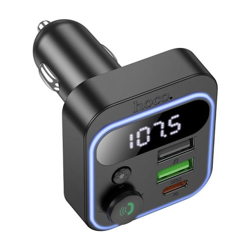 FM transmitter és töltő - Hoco E85 fekete - 2 x USB A + 1 x USB C, QC3.0 PD, 18W+20W