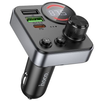   FM transmitter és töltő - Hoco E86 fekete - 2 x USB A + 1 x USB C, QC3.0 PD, 18W+30W