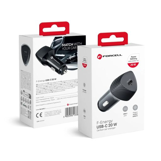 20W-os autós töltő - FORCELL F-ENERGY Carbon USB C
