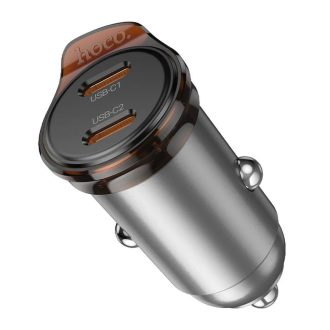   25W + 20W-os autós töltő - HOCO NZ16B USB C + USB C portokkal