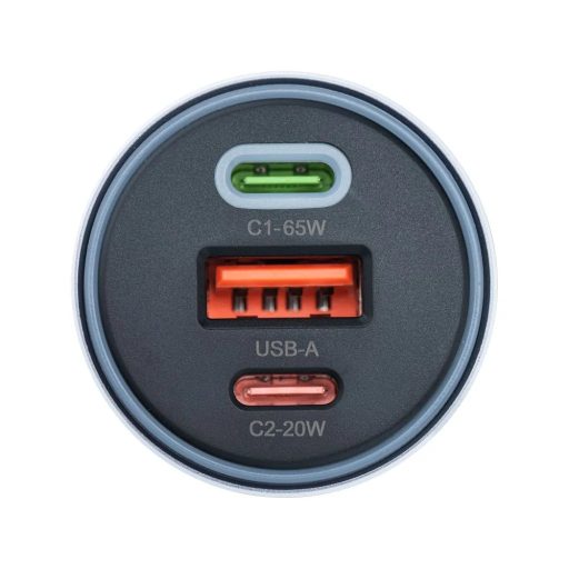 65W + 20W-os autós töltő - FORCELL F-ENERGY Alumínium, 2 x USB C + USB A