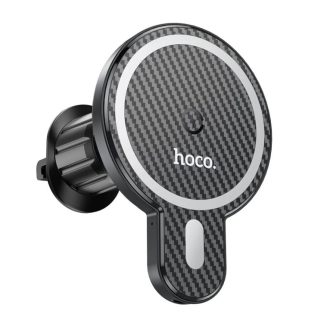   Vezeték nélküli MagSafe autós töltő és tartó - Hoco CA85, 15W, 1.67A, Fekete