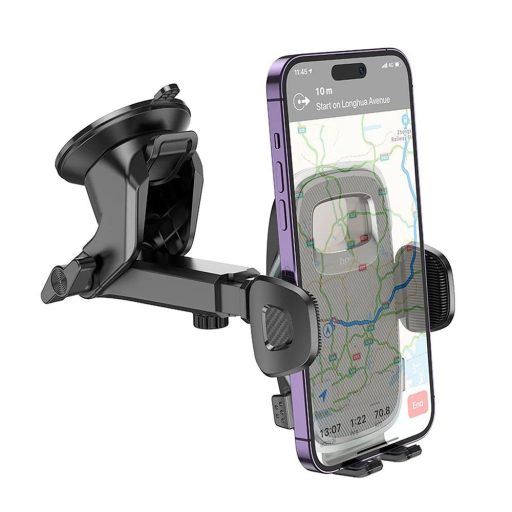 HOCO H15 - autós telefontartó szélvédőre / műszerfalra, fekete
