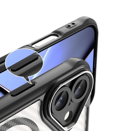 iPhone 17e / 16e Defender Carbon Mag ütésálló MagSafe kompatibilis tok fekete