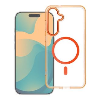   Samsung Galaxy A56 5G - FRAME CLEAR HYBRID MAG - kemény hátlap tok, MagSafe, narancs