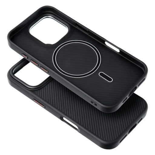 iPhone 16 Plus - CARBON ELITE MagSafe kompatibilis szilikon tok, fekete