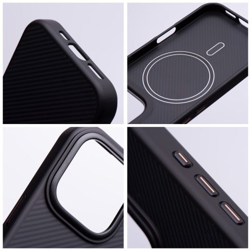 iPhone 16 Plus - CARBON ELITE MagSafe kompatibilis szilikon tok, fekete