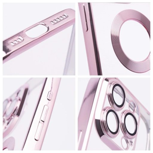 iPhone 14 Pro - GLAM tok, kameravédővel, Rózsaszín