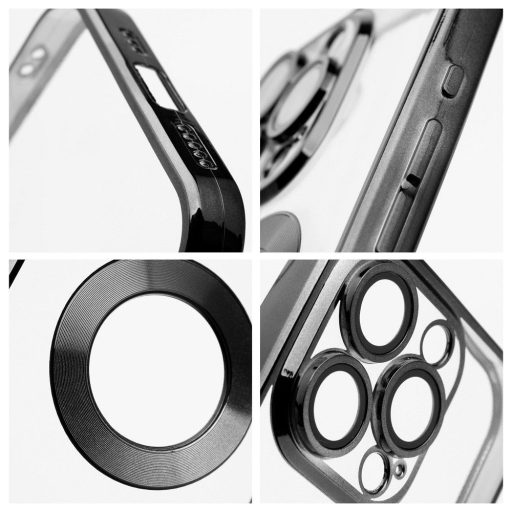 iPhone 14 Pro - GLAM tok, kameravédővel, Fekete