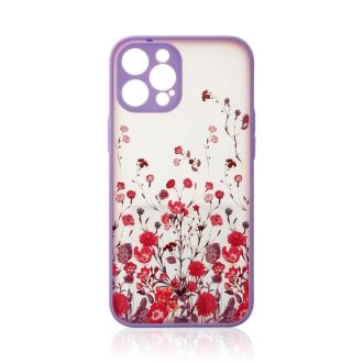iPhone 13 Pro Max - virágmintás Dizájn tok, lila